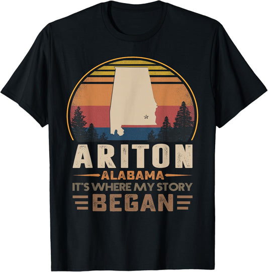 Vintage Ariton Alabama Homtown My Story Began T-Shirt - T-Shirt | Black