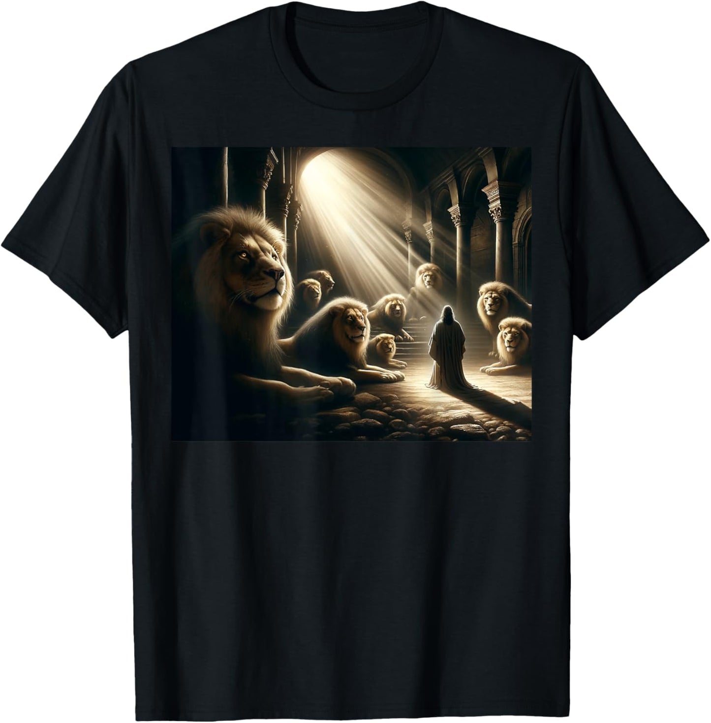 Daniel in the Lion’s Den Christian Faith-Based Apparel T-Shirt - T-Shirt | Black