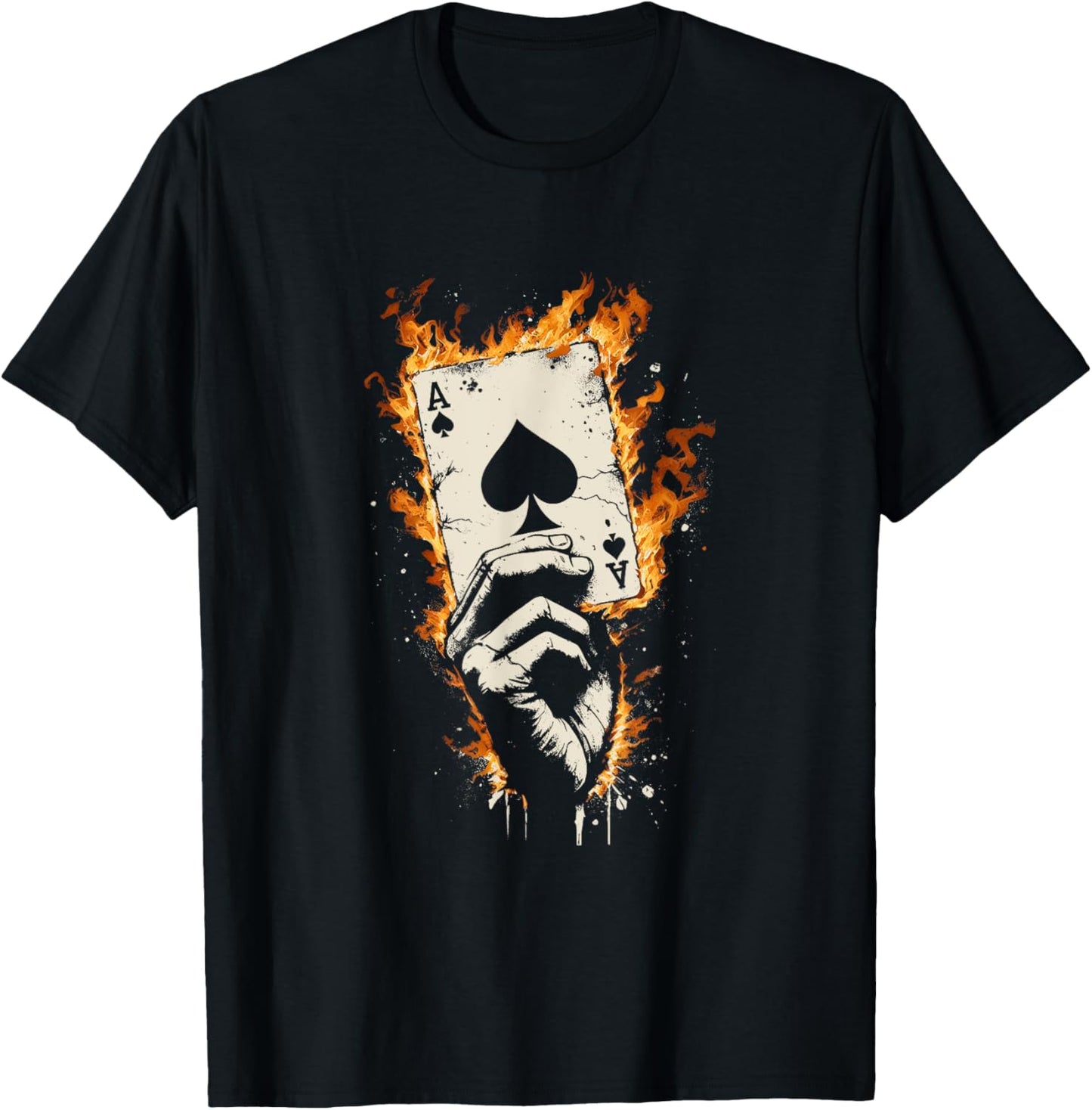 Ace Of Spades Burning - Vintage Favorite Card Game Lover T-Shirt - T-Shirt | Black