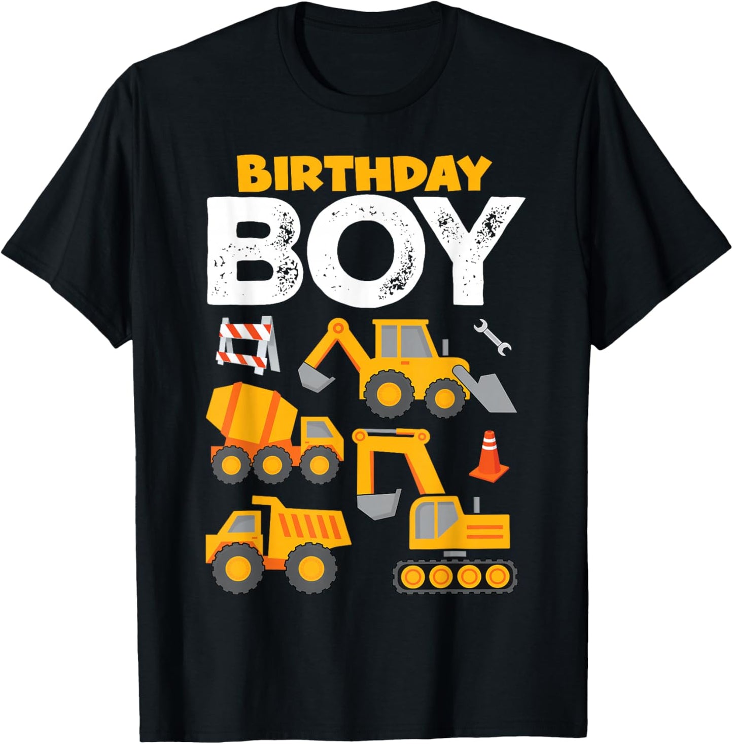 Kids Birthday Boy Construction Birthday Shirt Party Supplies T-Shirt - T-Shirt | Black
