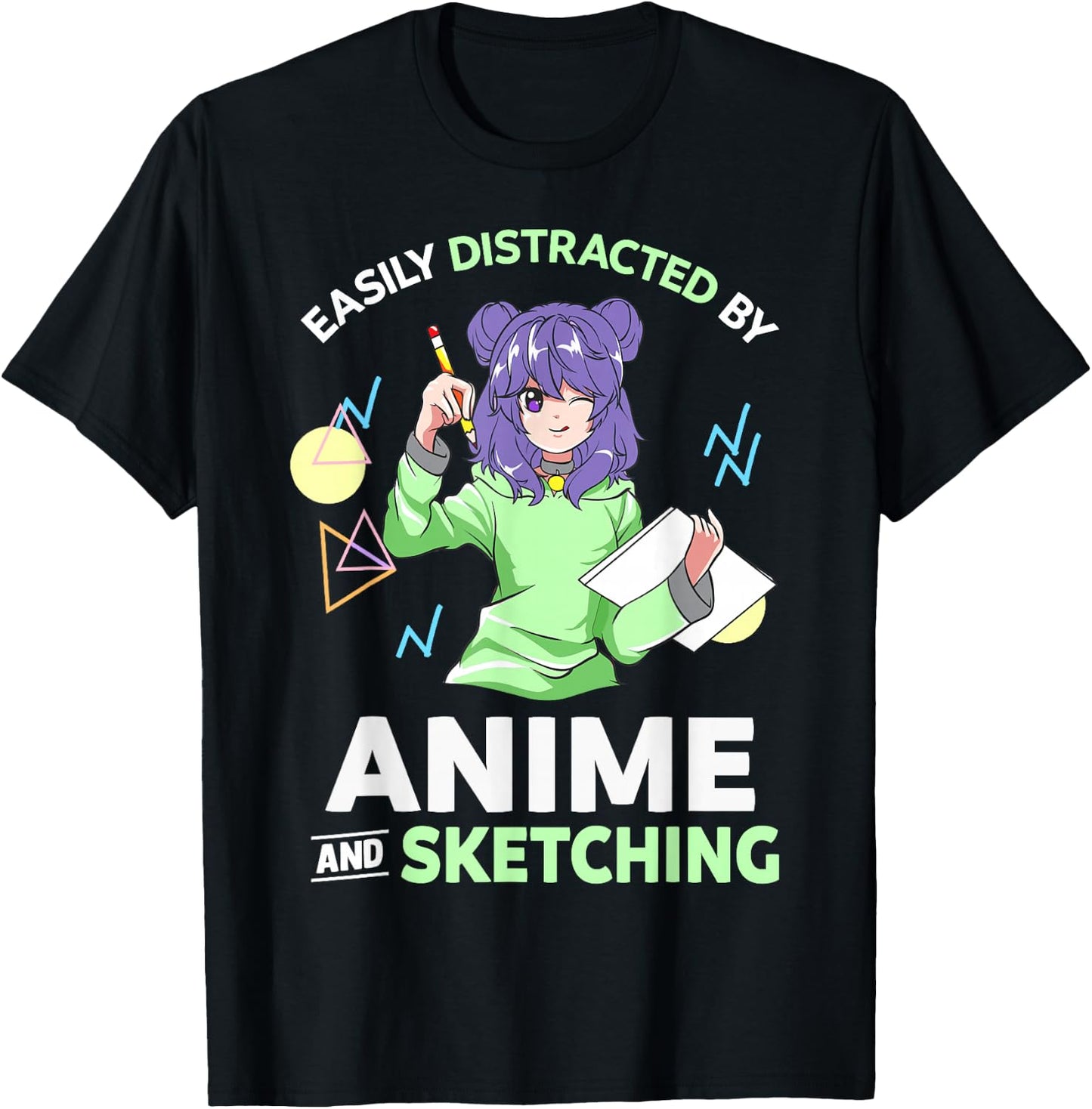 Easily Distracted By Anime and Sketching Anime T-Shirt - T-Shirt | Black