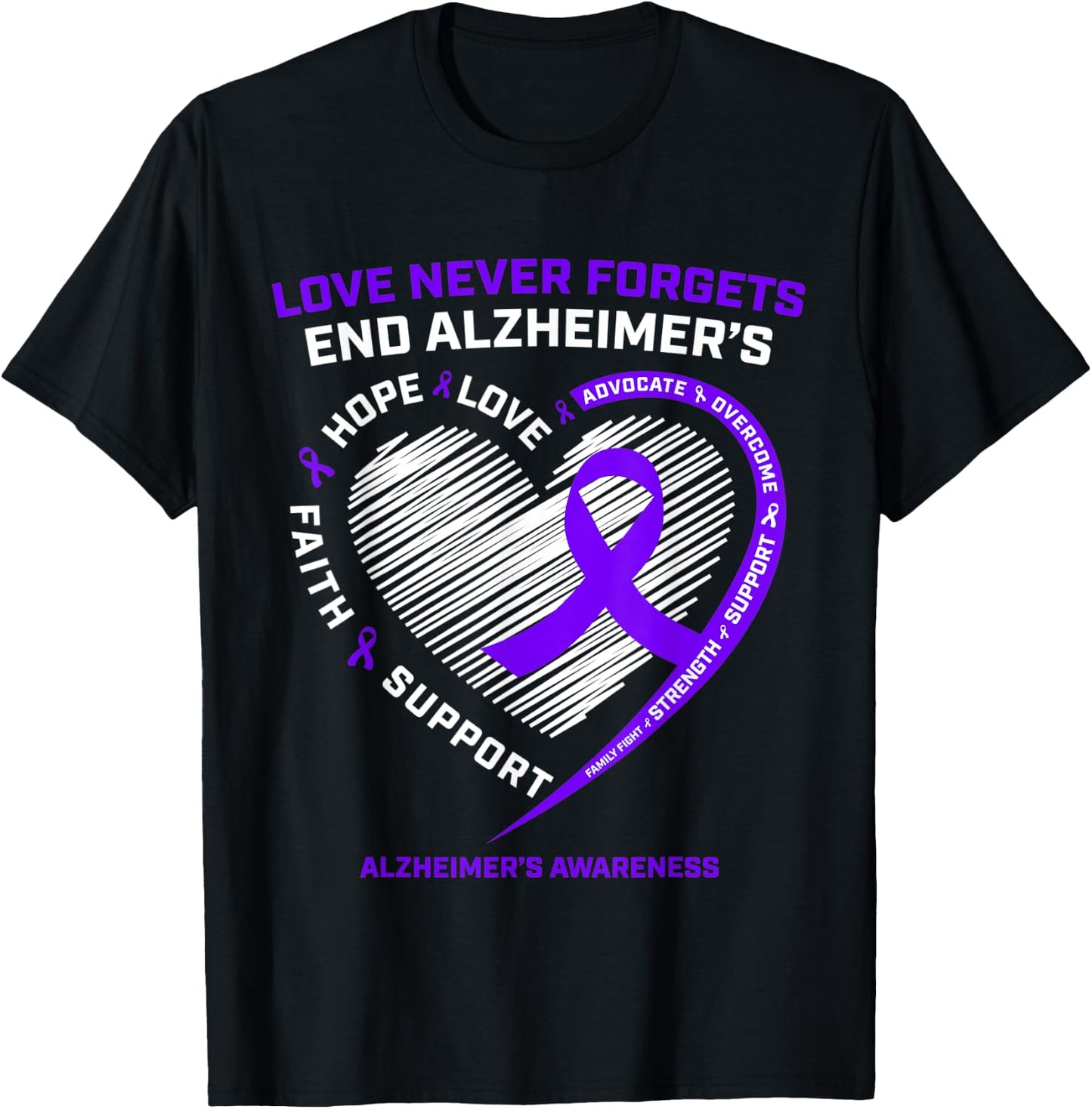 Purple End Alzheimers Awareness Shirts Gift Men Women T-Shirt - T-Shirt | Black