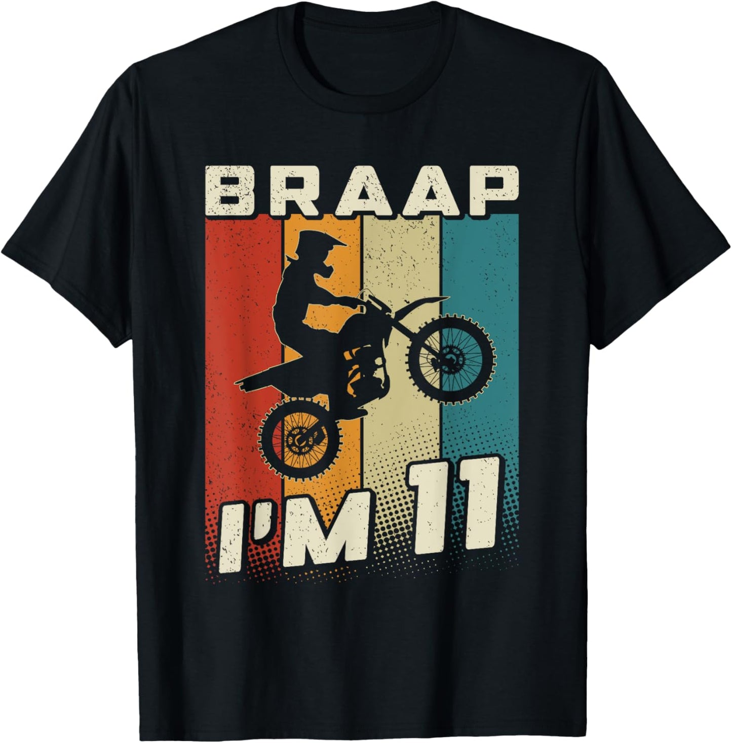Braap I'm 11 Dirt Bike 11 MX 11th Birthday Motocross T-Shirt - T-Shirt | Black