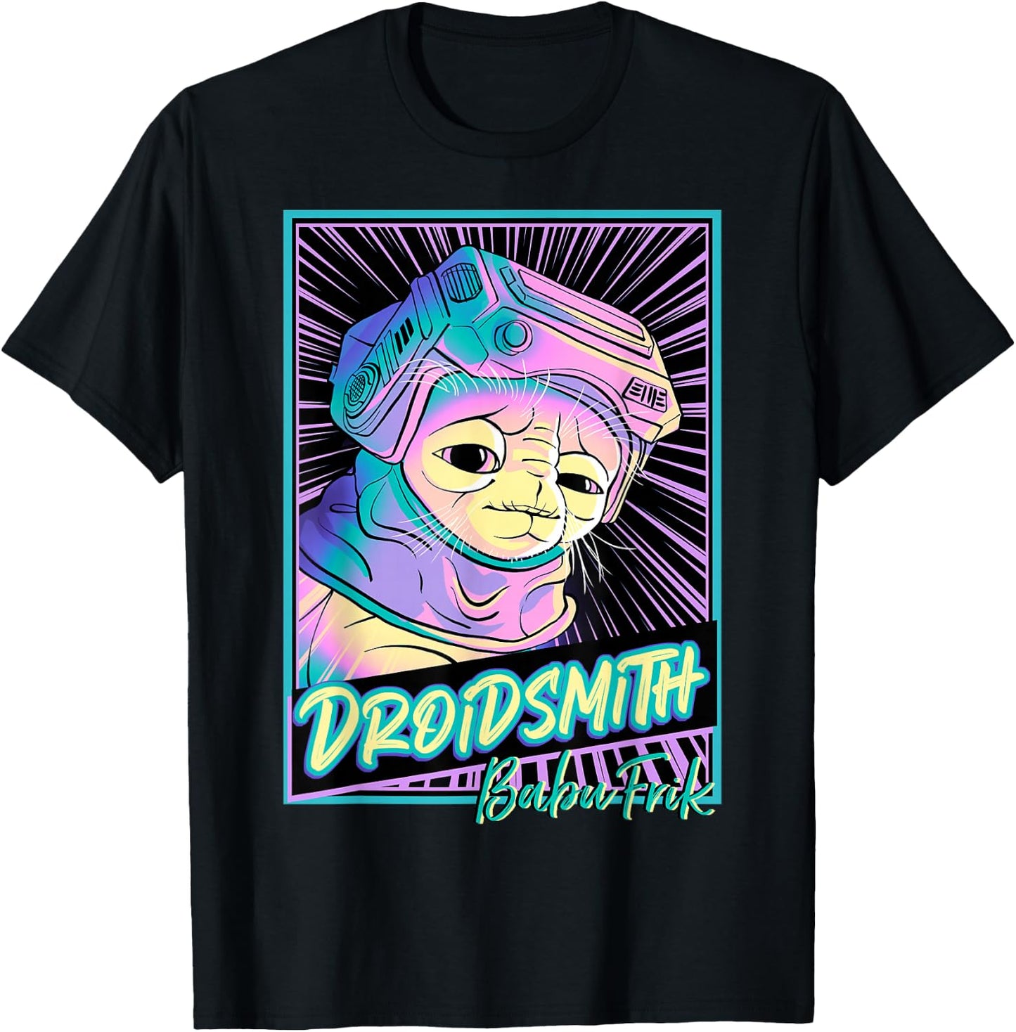 Star Wars: The Rise Of Skywalker Babu Frik Neon Poster T-Shirt - T-Shirt | Black
