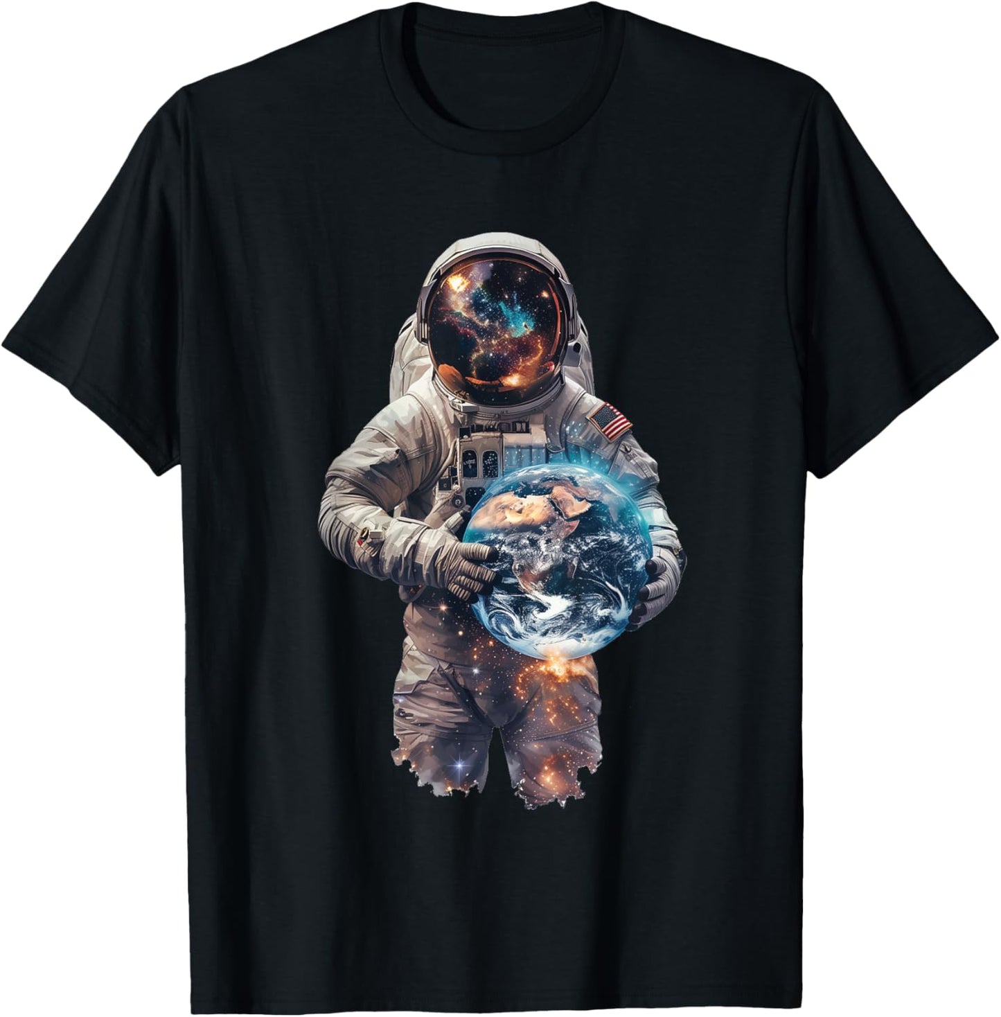 Astronaut Holds Earth in Space T-Shirt - T-Shirt | Black
