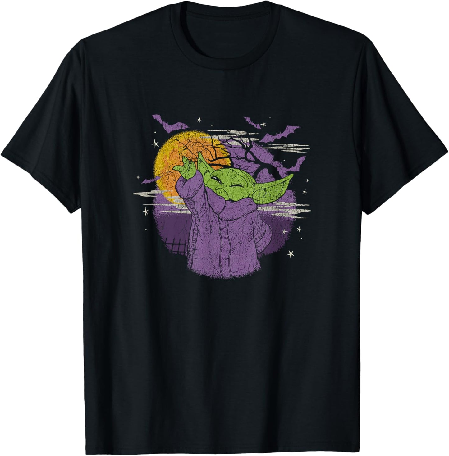 Star Wars: The Mandalorian Halloween Grogu Night Distressed T-Shirt - T-Shirt | Black