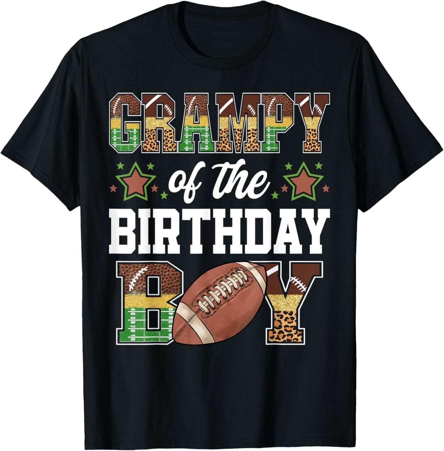 Grampy Of The Birthday Boy Football Player Family Matching T-Shirt - T-Shirt | Black