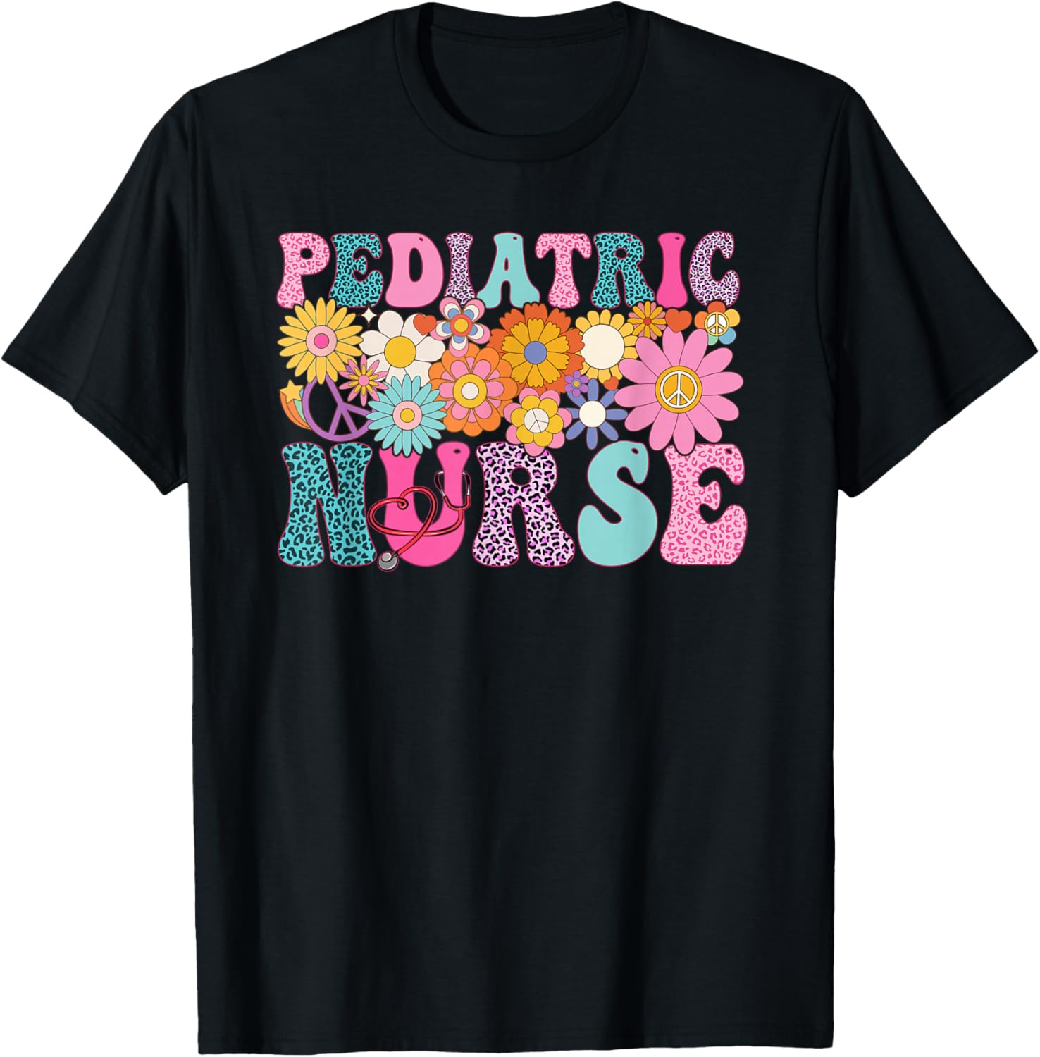 Pediatric Nurse Week Groovy Appreciation Day T-Shirt - T-Shirt | Black