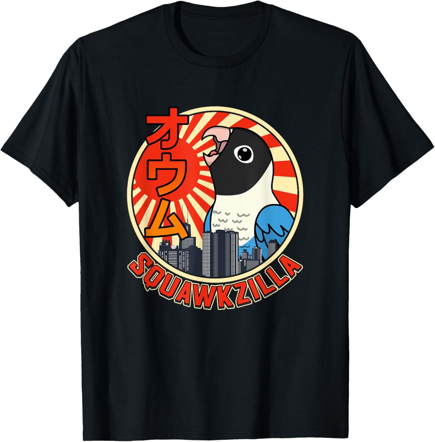 Squawkzilla Parrot I Screaming Blue-masked Lovebird T-Shirt - T-Shirt | Black