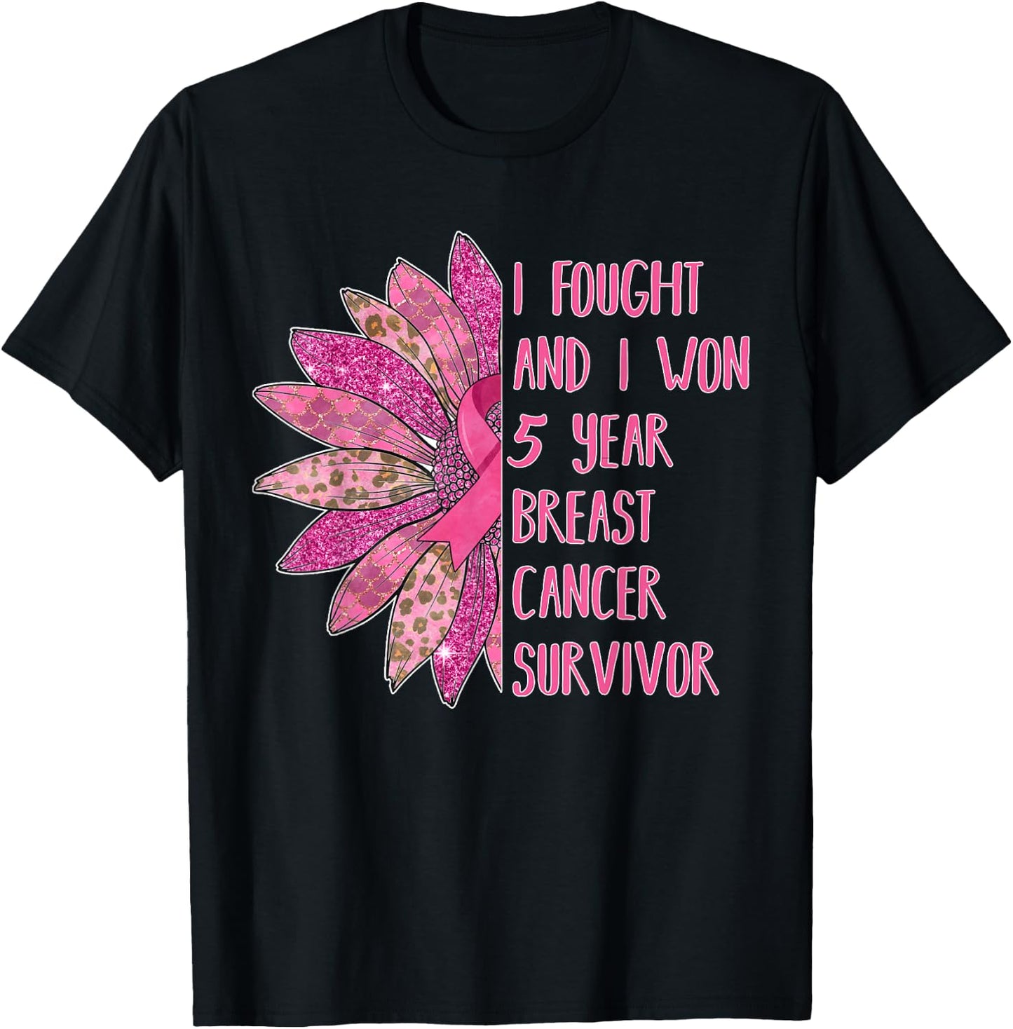 5 Years Breast Cancer Free Survivor T-Shirt - T-Shirt | Black