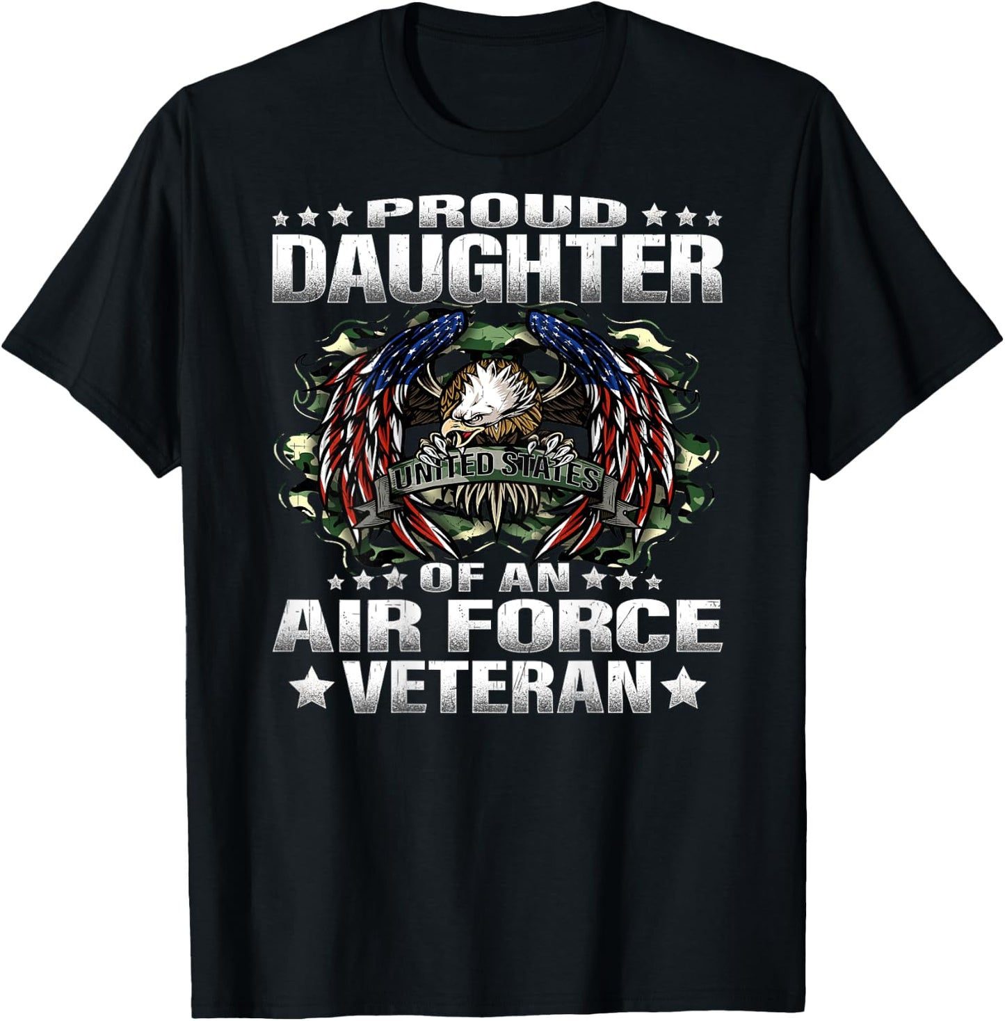 Proud Daughter Of An Air Force Veteran Military Vet's Child T-Shirt - T-Shirt | Black