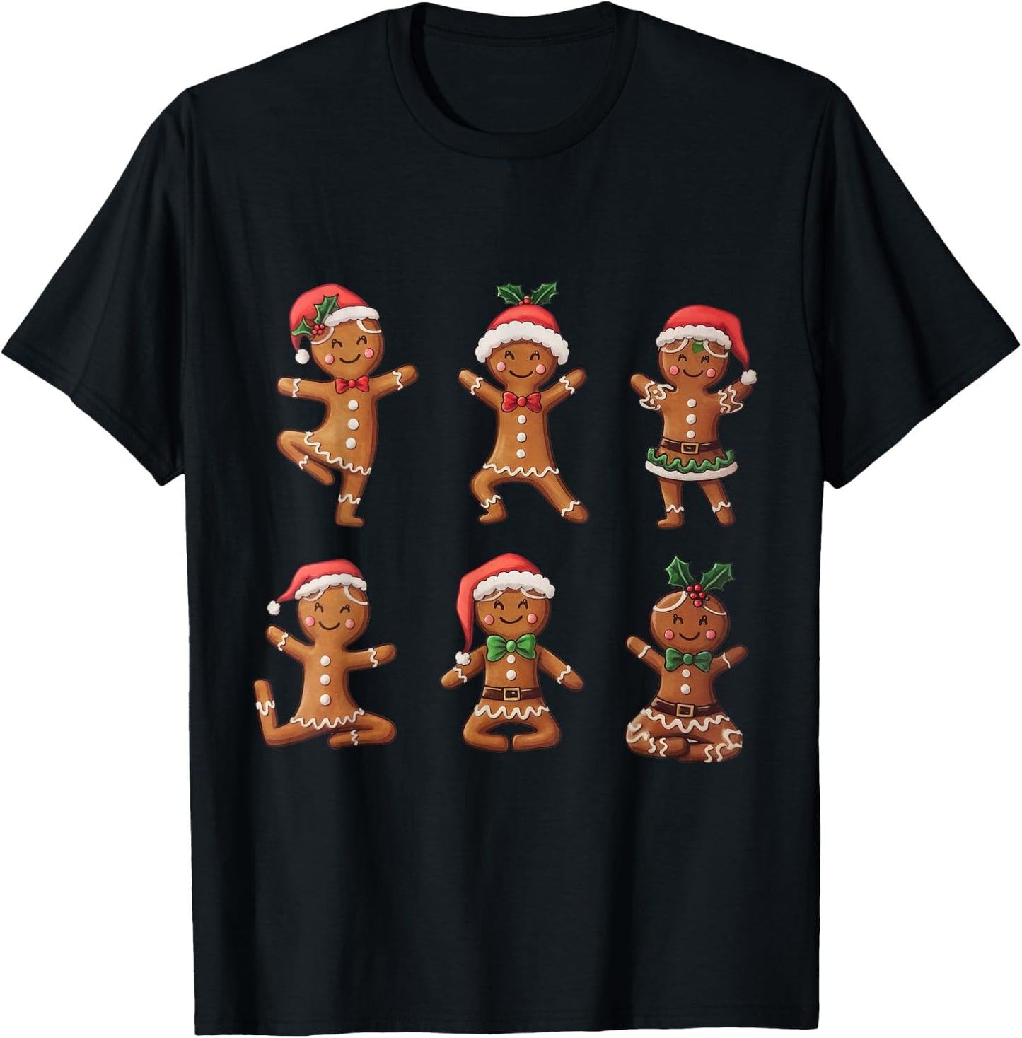 Yoga Xmas Christmas Gingerbread T-Shirt - T-Shirt | Black