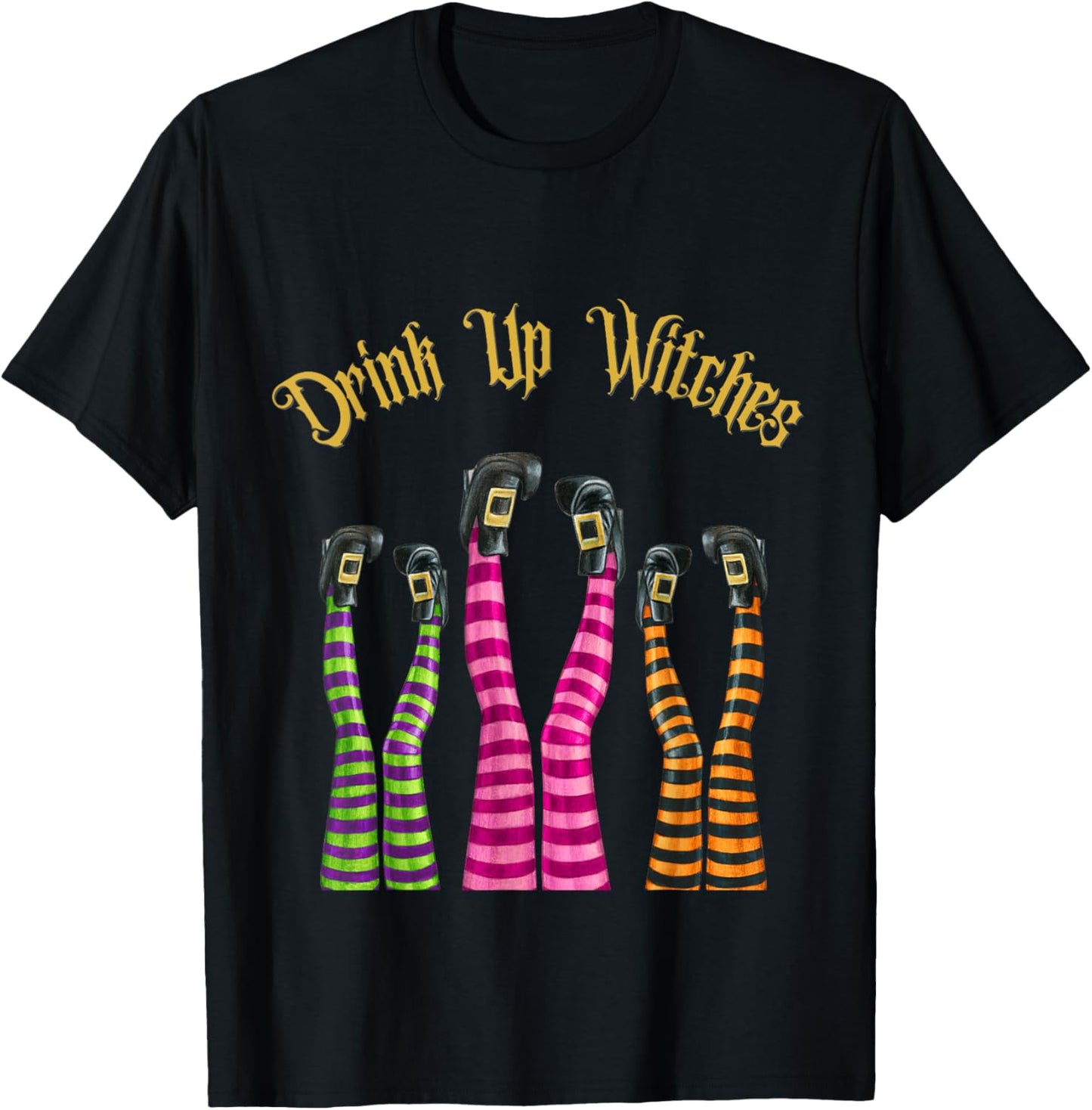 Drink Up Witches Funny Witch Legs In The Air Halloween Party T-Shirt - T-Shirt | Black