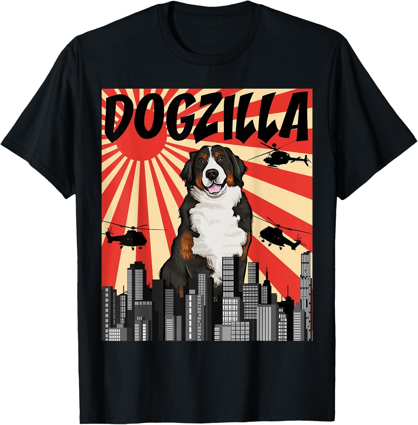 Funny Retro Japanese Dogzilla Bernese Mountain Dog Women T-Shirt - T-Shirt | Black