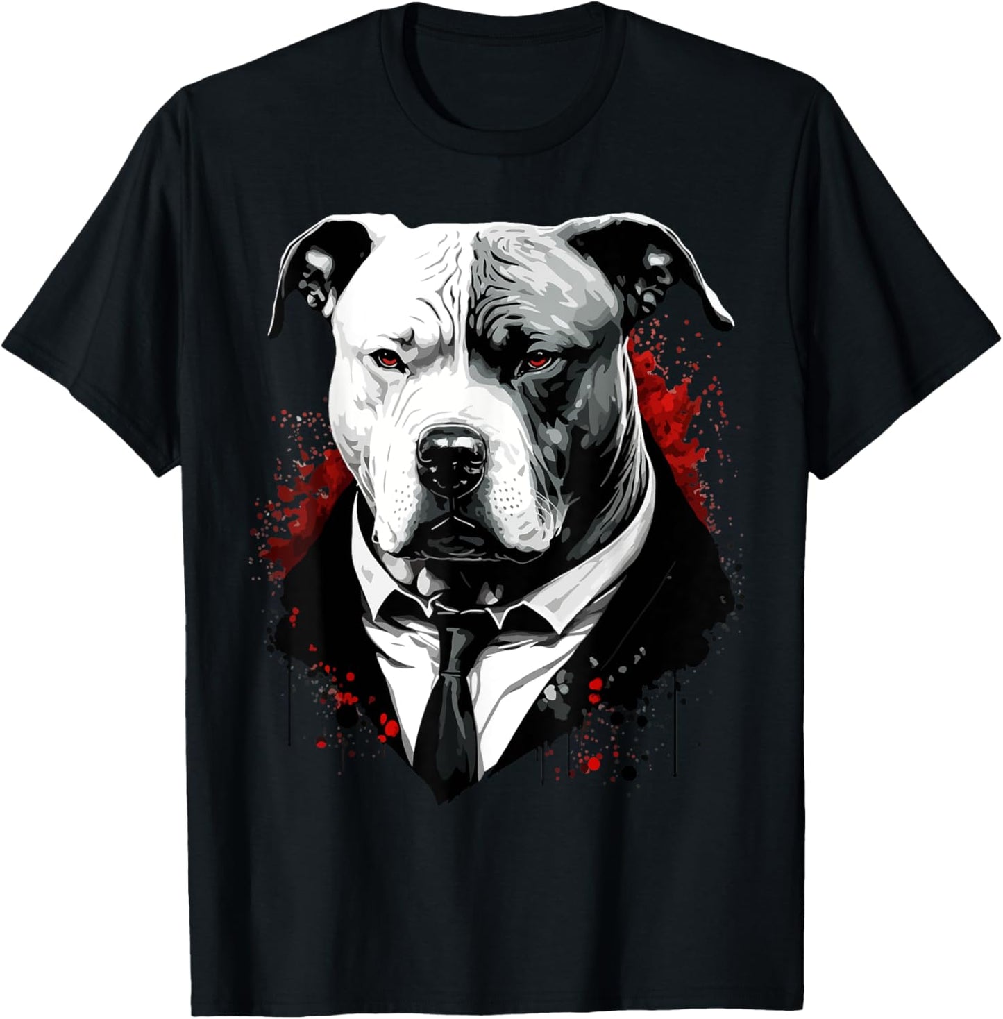 Pitbull Dog Gangster in Suit Funny Mob Boss Mafia-Themed Men Women Kids T-Shirt - T-Shirt | Black