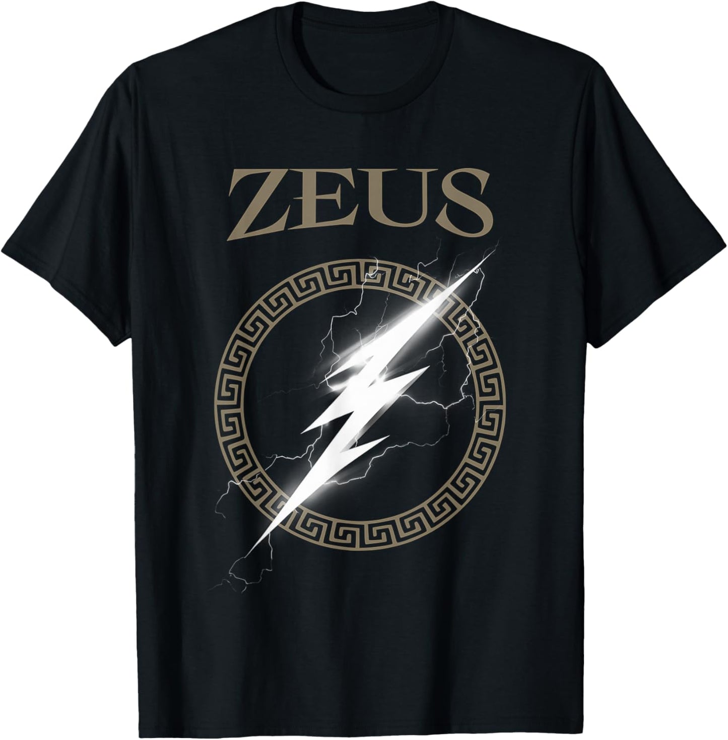 Zeus Greek God Lightning Bolt Symbol T-Shirt - T-Shirt | Black