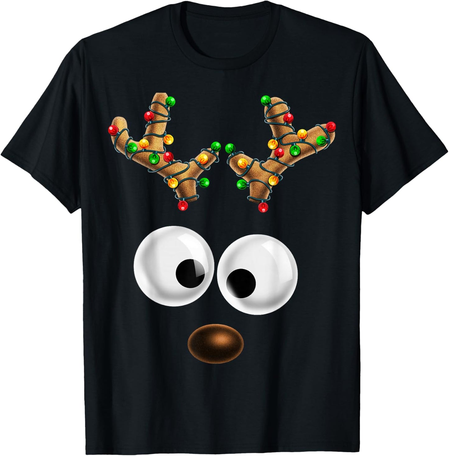 Matching Family Christmas Reindeer Face Christmas Gift Kids T-Shirt - T-Shirt | Black