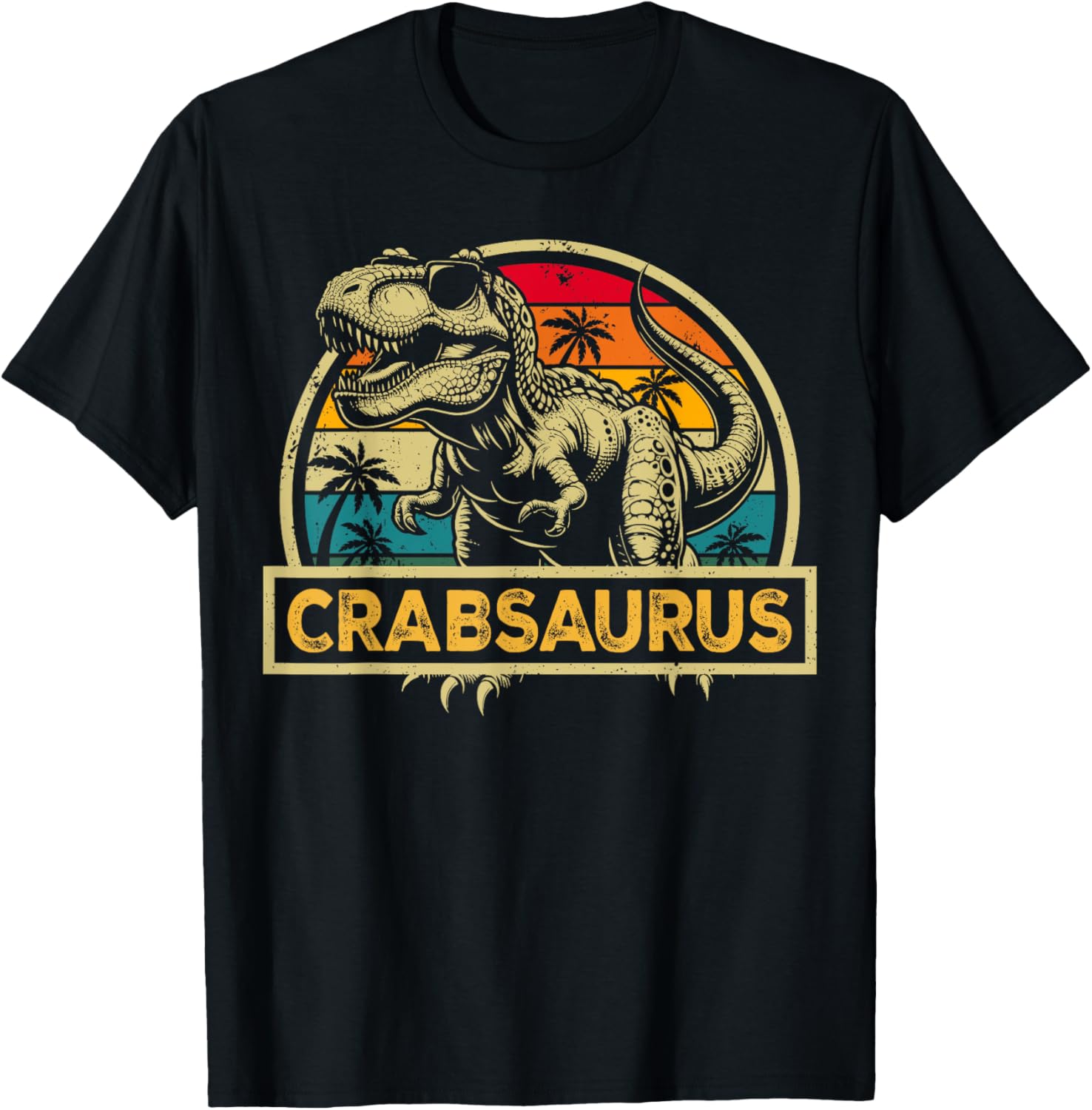 Crabsaurus T Rex Dinosaur Crab Saurus Family Matching T-Shirt - T-Shirt | Black