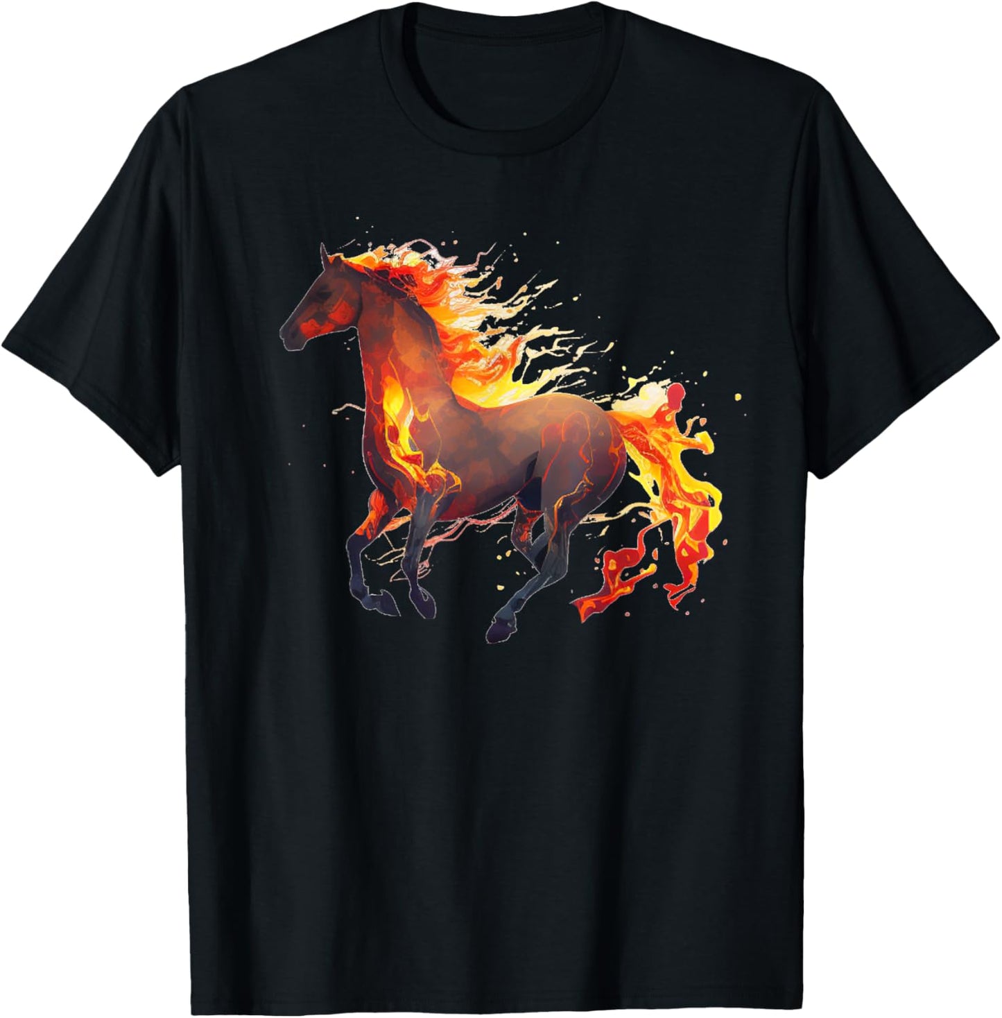 Cool love Fire for burning Horses Lovers T-Shirt - T-Shirt | Black