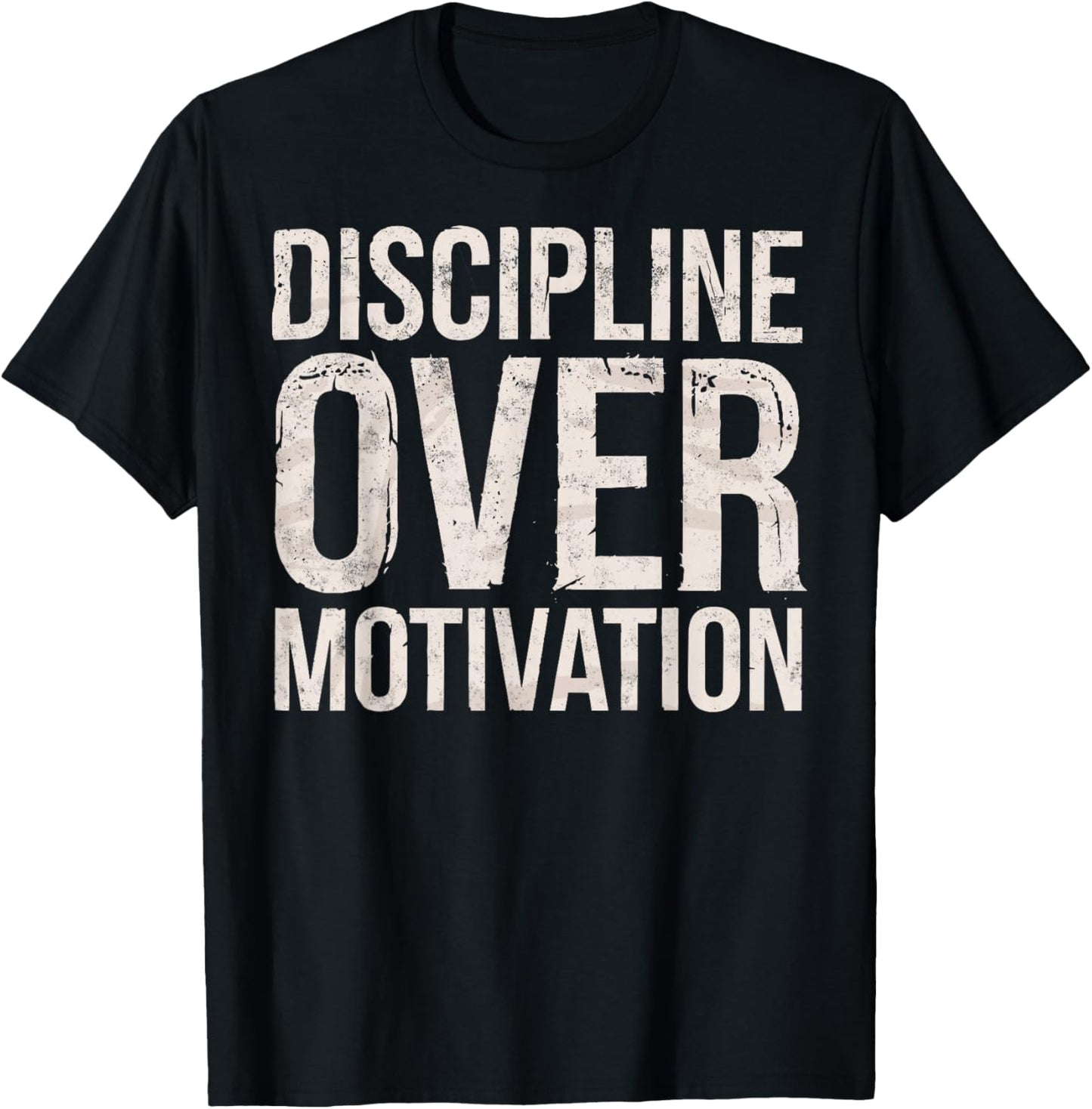 Discipline Over Motivation Gym Workout Weightlifting T-Shirt - T-Shirt | Black
