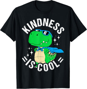 Kindness IS COOL Kindness Dinosaur Dino Motivation Dino Fan T-Shirt - T-Shirt | Black