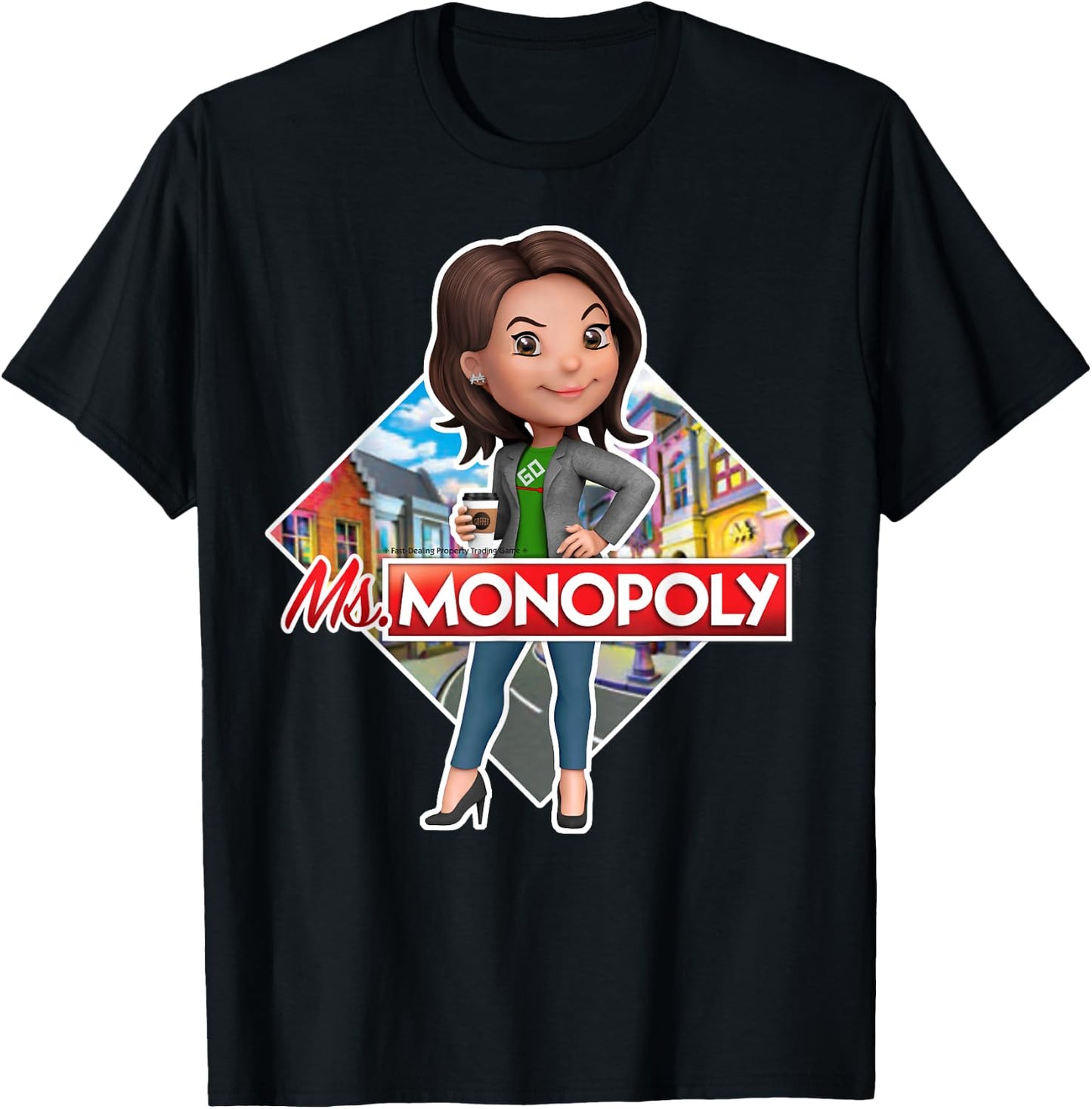 Monopoly Ms. Monopoly Board Game Logo T-Shirt - T-Shirt | Black