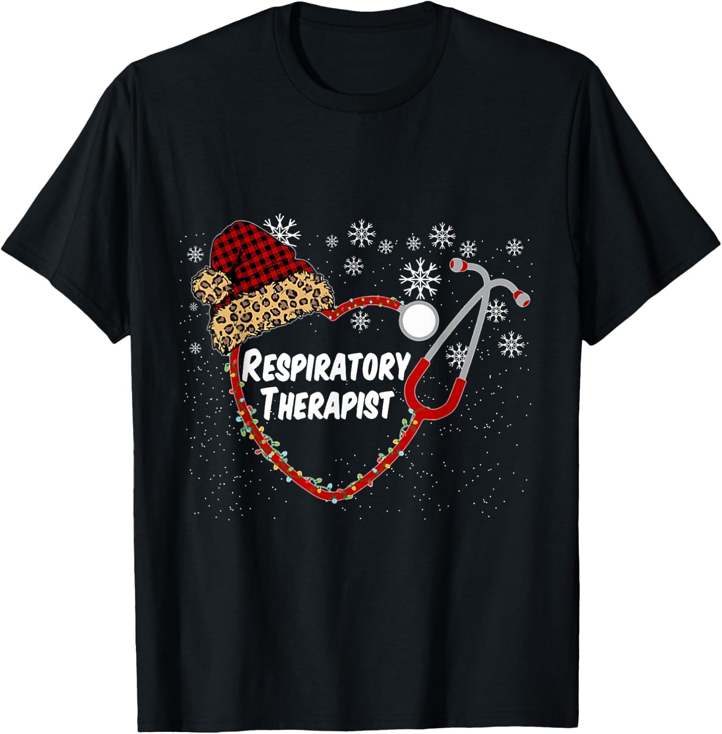 Stethoscope Respiratory Therapist Christmas Nurse 2020 T-Shirt - T-Shirt | Black
