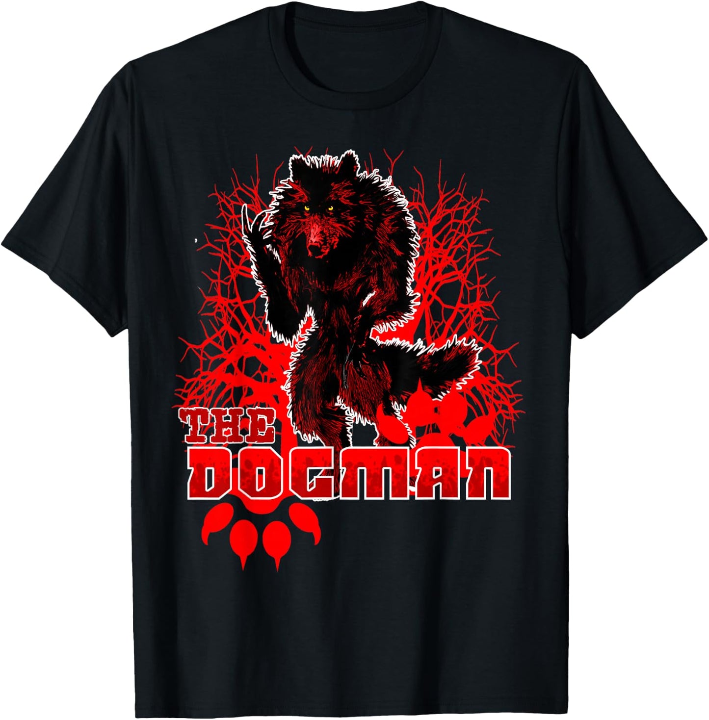 Dogman of America Red Wolf Monster Werewolf Skinwalker Beast T-Shirt - T-Shirt | Black