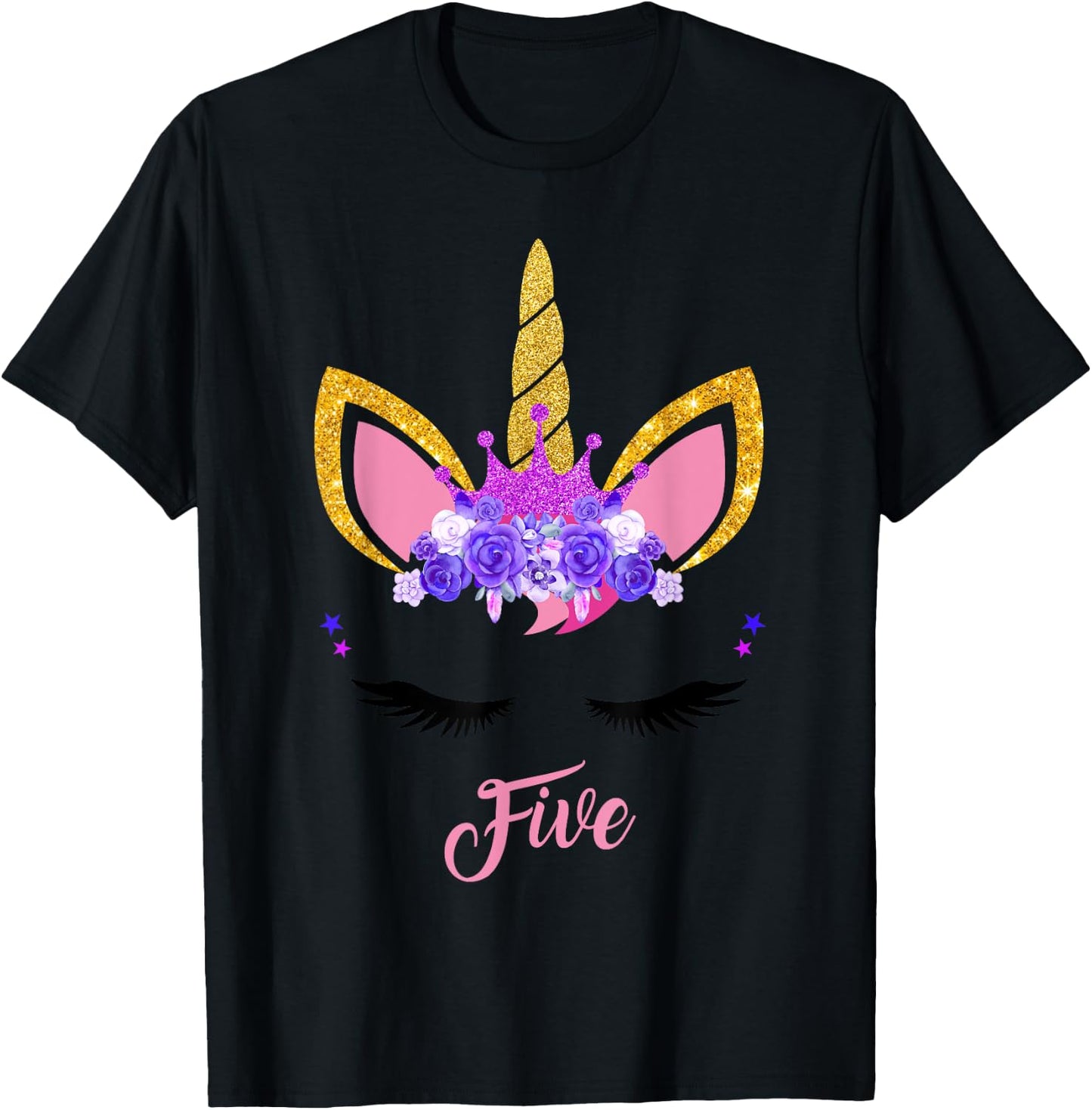 5 Years Old Unicorn Birthday Girl 5th Birthday Unicorn T-Shirt - T-Shirt | Black