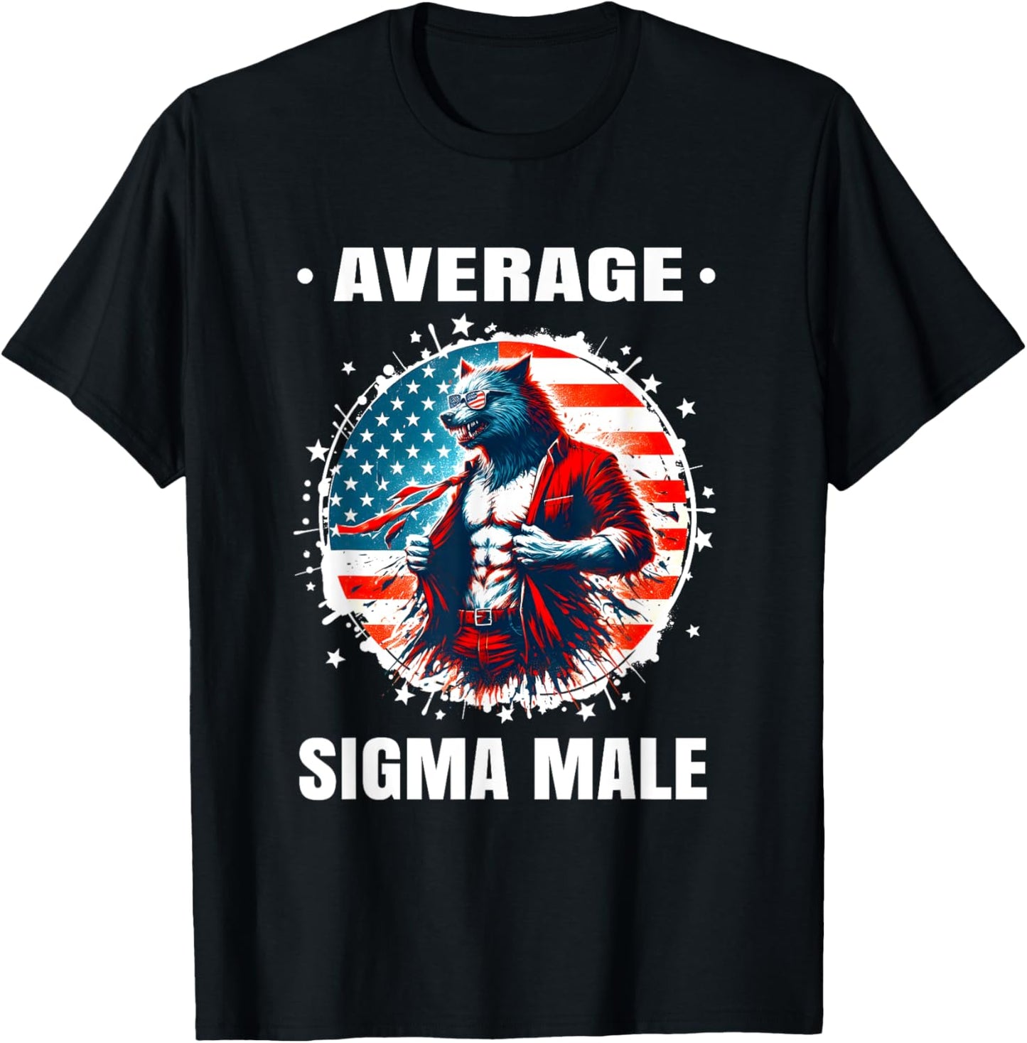 American Werewolf Sigma Shirt Funny Cringe Werewolf Brainrot T-Shirt - T-Shirt | Black