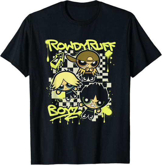 The Powerpuff Girls Rowdyruff Boyz Retro Punk Poster T-Shirt - T-Shirt | Black