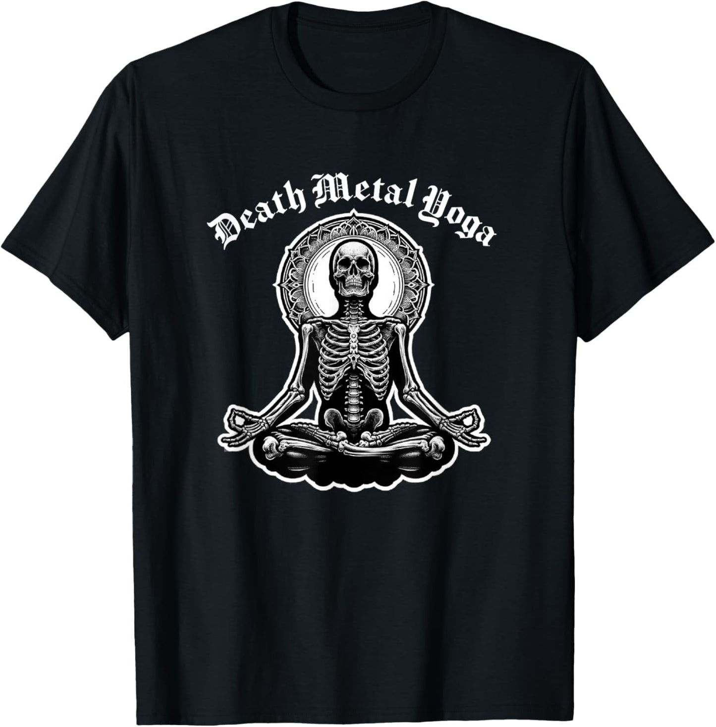 Death Metal Yoga Gothic Skeletal Pose Ironic Wellness T-Shirt - T-Shirt | Black