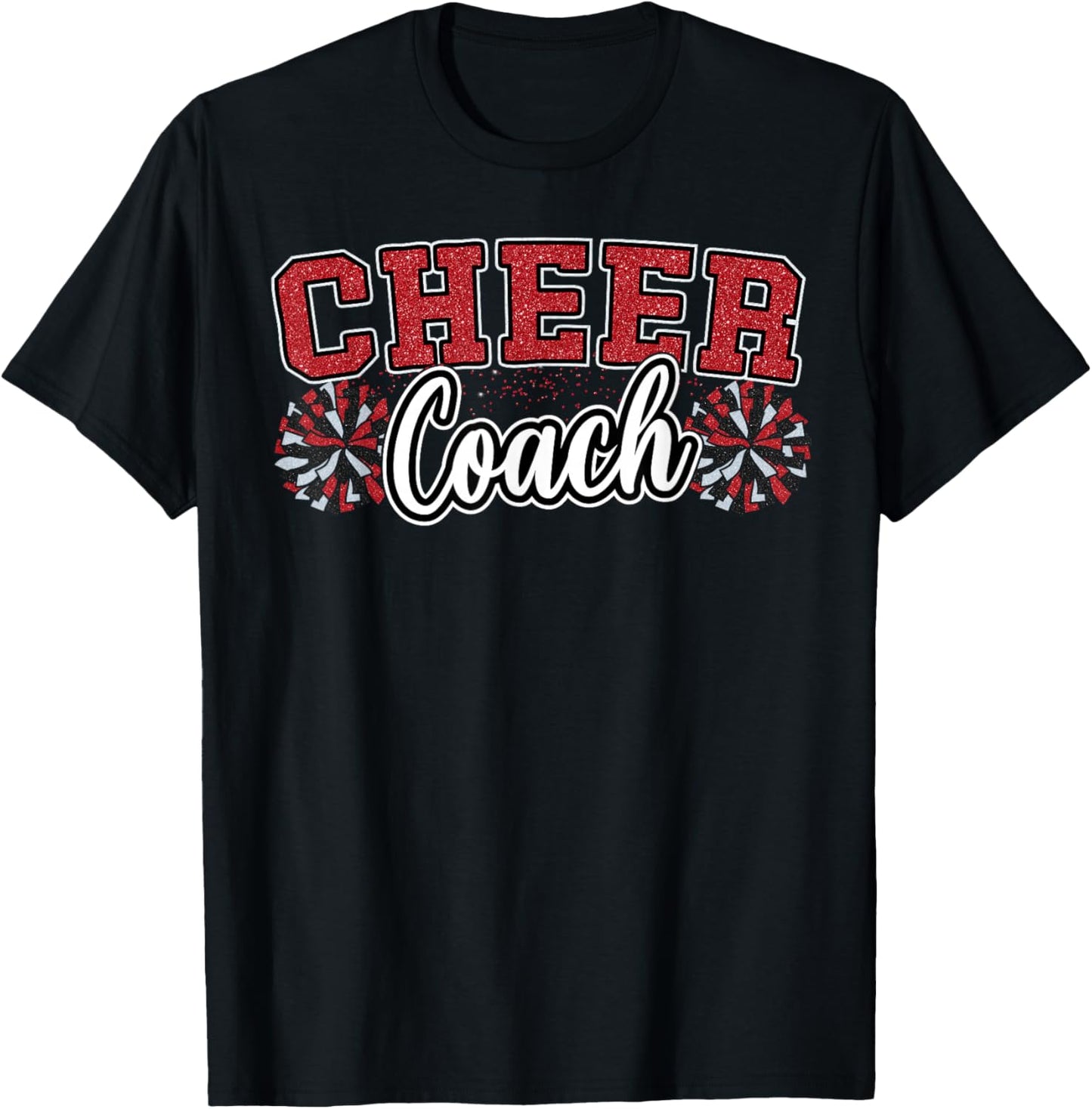 Loud Proud Cheer Coach Pom Poms Red Black Cheerleader Women T-Shirt - T-Shirt | Black
