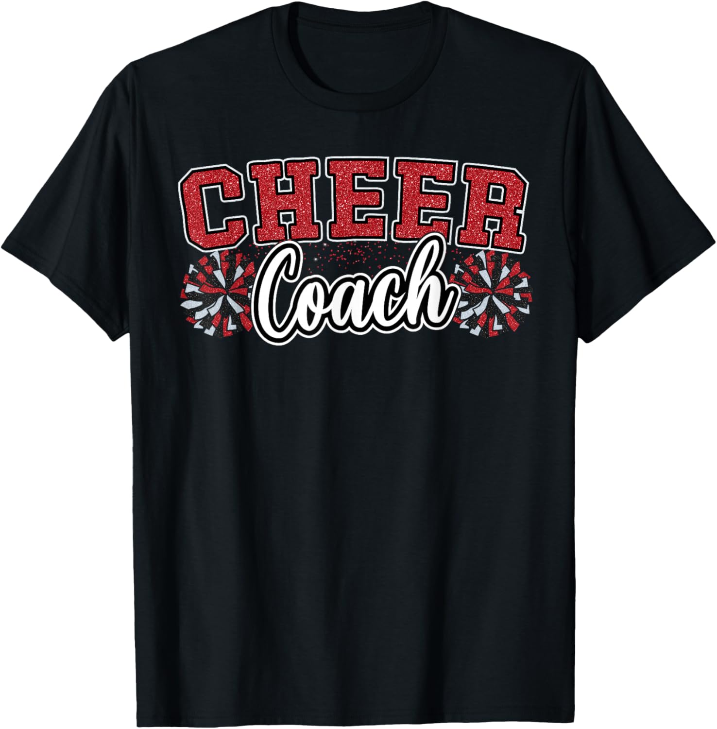 Loud Proud Cheer Coach Pom Poms Red Black Cheerleader Women T-Shirt - T-Shirt | Black