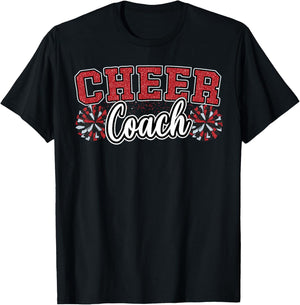 Loud Proud Cheer Coach Pom Poms Red Black Cheerleader Women T-Shirt - T-Shirt | Black