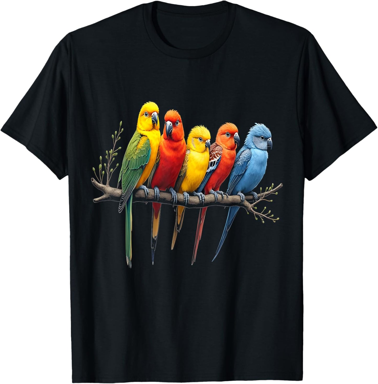 Colorful Birds T-Shirt - T-Shirt | Black