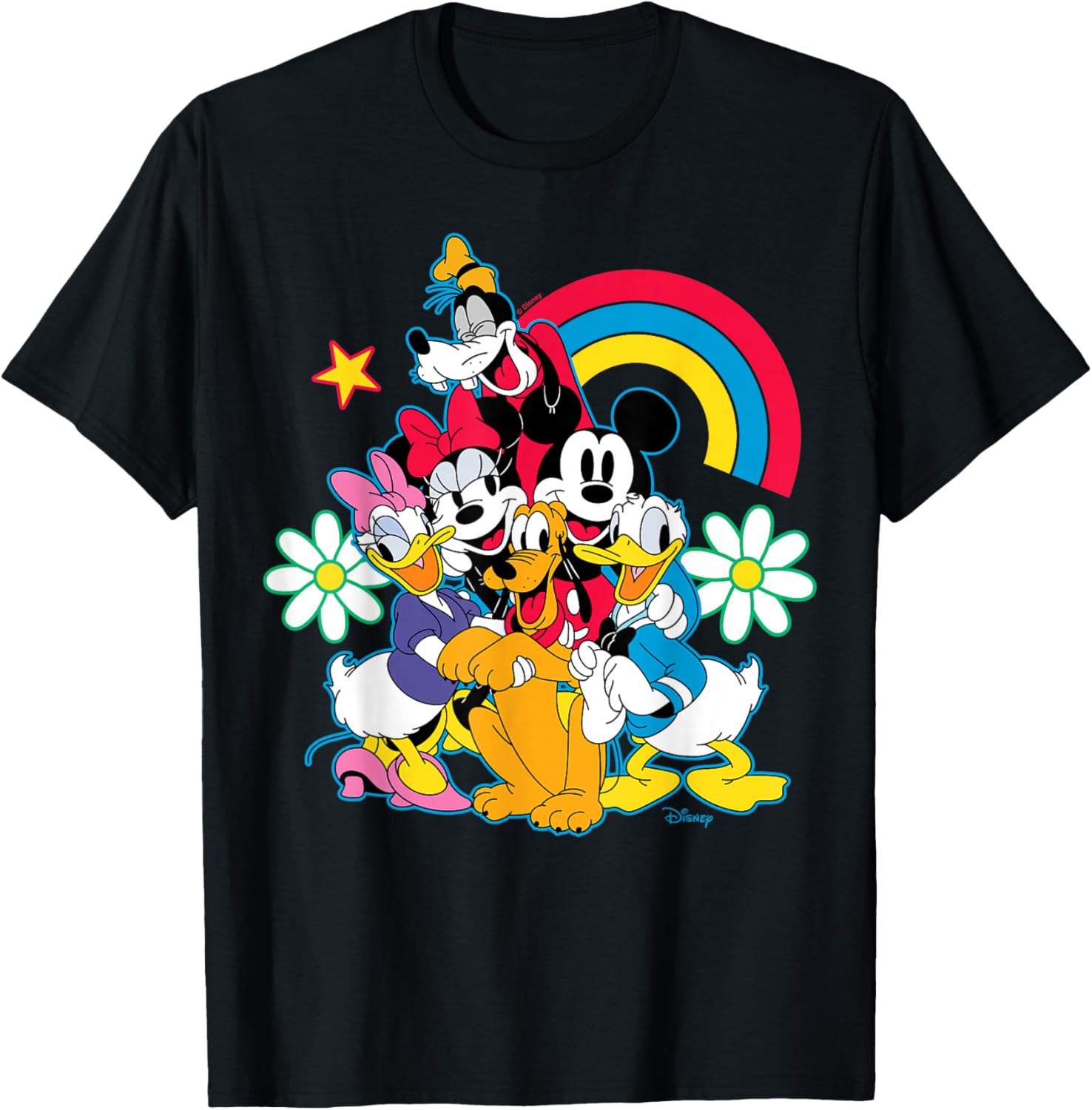 Mickey Mouse Minnie Mouse Donald Duck Daisy Duck Goofy Pluto T-Shirt - T-Shirt | Black