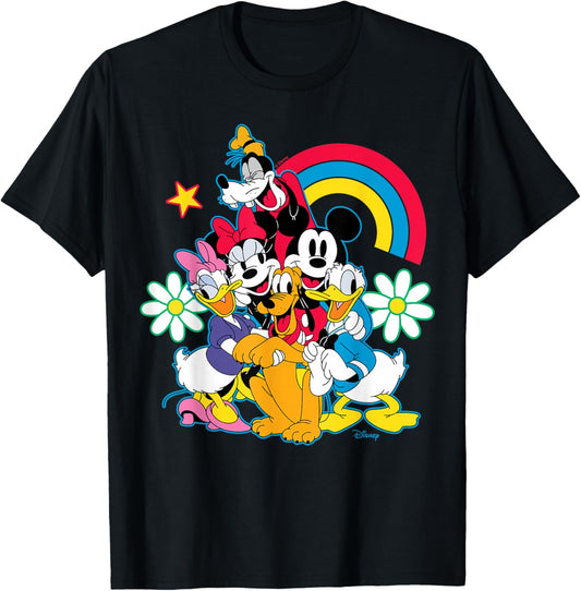 Mickey Mouse Minnie Mouse Donald Duck Daisy Duck Goofy Pluto T-Shirt - T-Shirt | Black