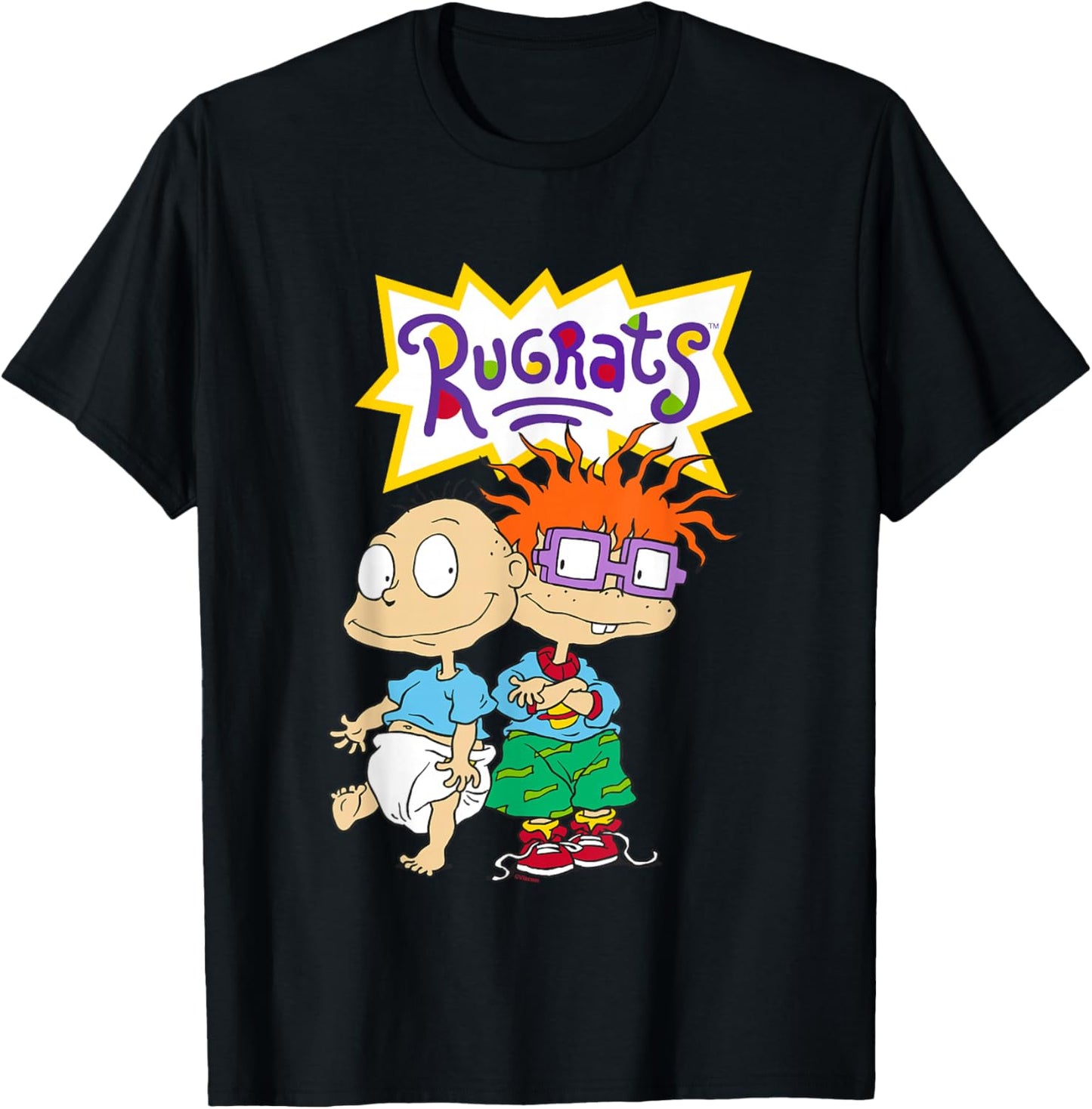 Rugrats Iconic Best Friends Tommy Chuckie Big Chest Logo T-Shirt - T-Shirt | Black