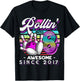 Bowling Party Rollin' 8 Awesome 2017 8th Birthday Girls T-Shirt - T-Shirt | Black