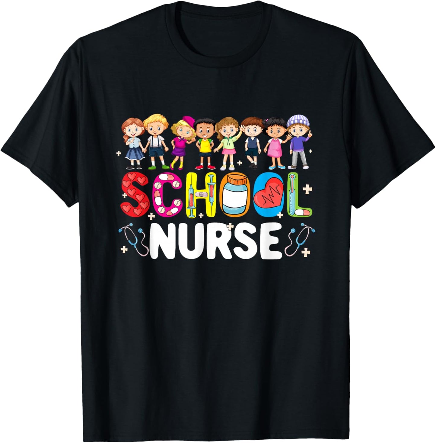 School Nurse Back To School Nursing Stethoscope Adults T-Shirt - T-Shirt | Black