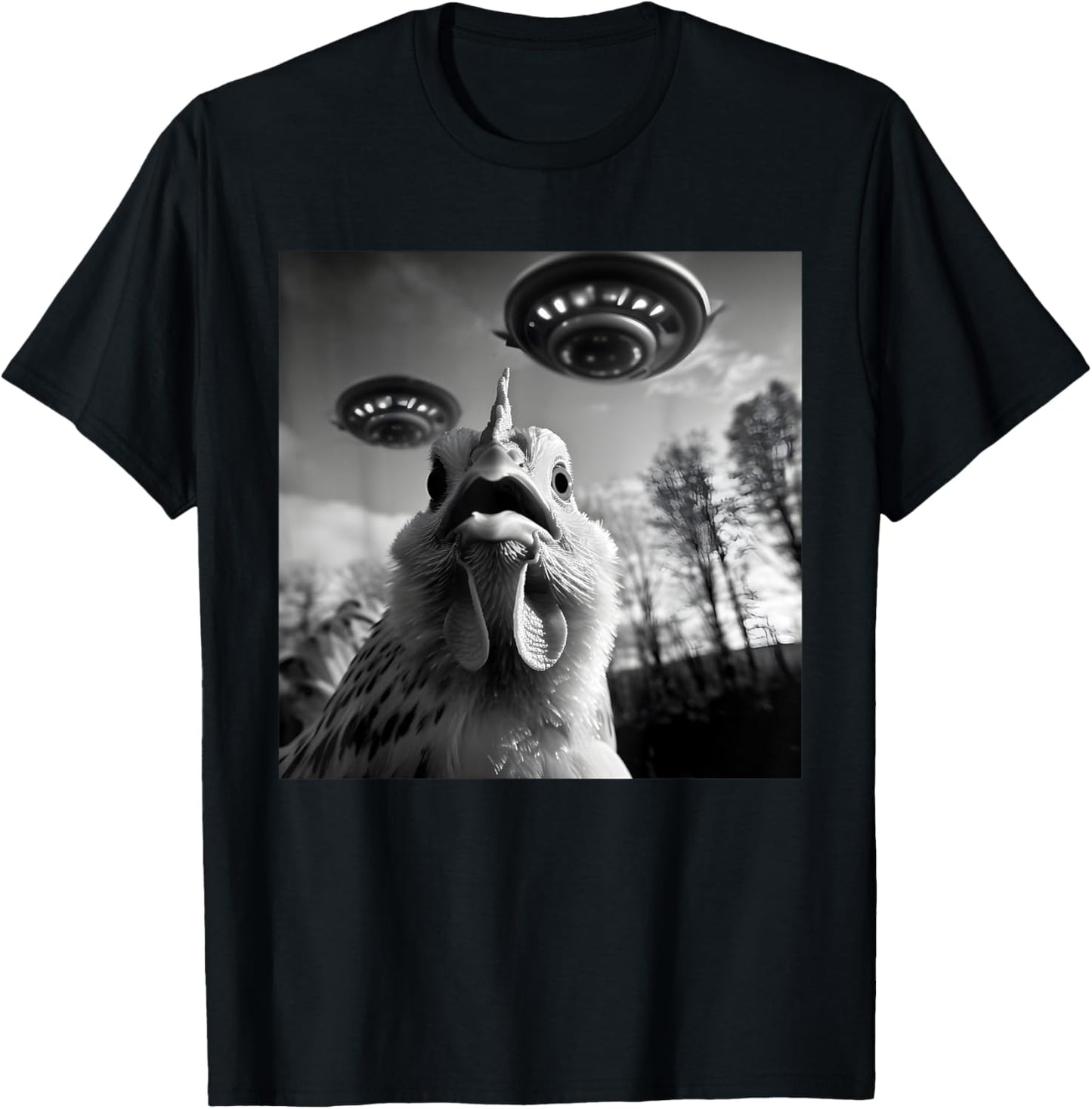 Chicken Alien UFO Funny Women T-Shirt - T-Shirt | Black