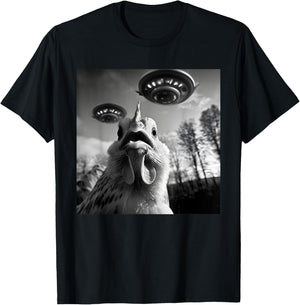 Chicken Alien UFO Funny Women T-Shirt - T-Shirt | Black