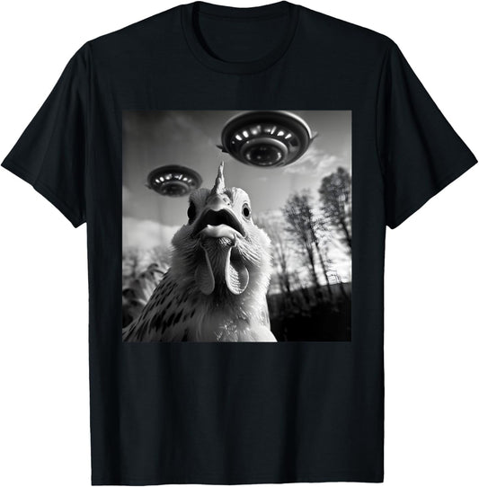 Chicken Alien UFO Funny Women T-Shirt - T-Shirt | Black