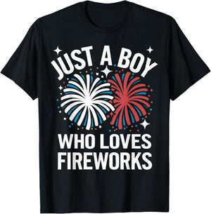 Fireworks Director Just A Boy Who Loves Fireworks T-Shirt - T-Shirt | Black