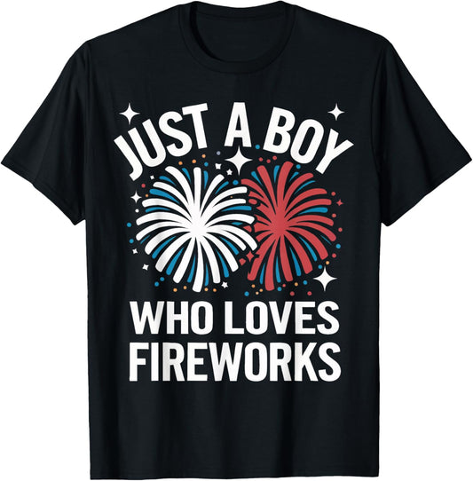 Fireworks Director Just A Boy Who Loves Fireworks T-Shirt - T-Shirt | Black