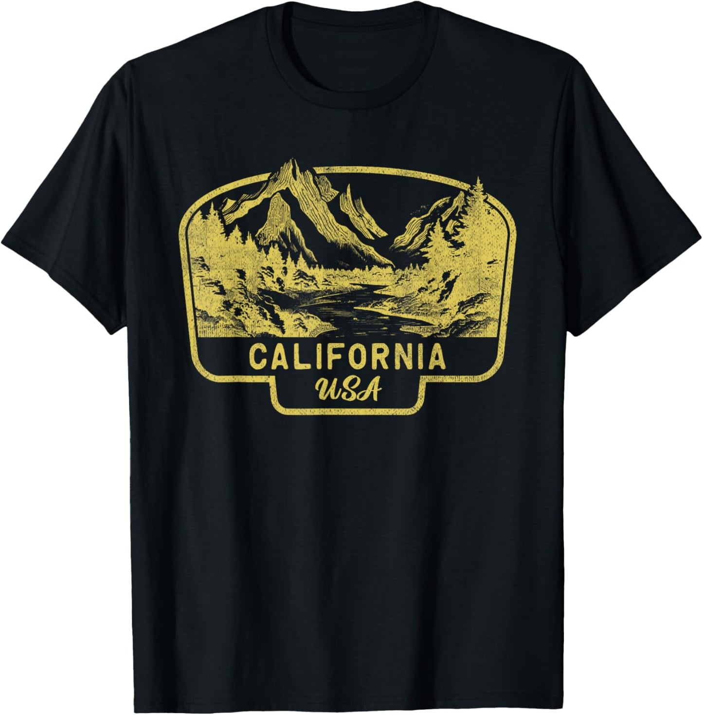California Mountains USA Hiking Outdoors Vintage T-Shirt - T-Shirt | Black