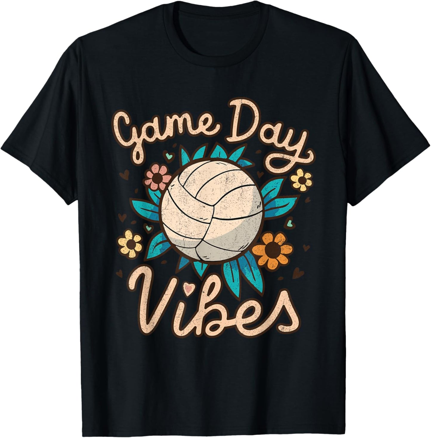 Volleyball Mom Game Day Vibes Girls Teens T-Shirt - T-Shirt | Black