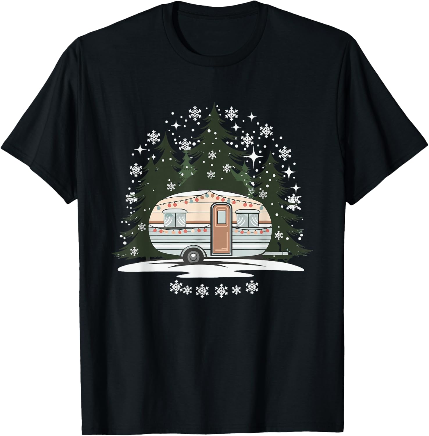 Camping RV Christmas Motorhome T-Shirt - T-Shirt | Black