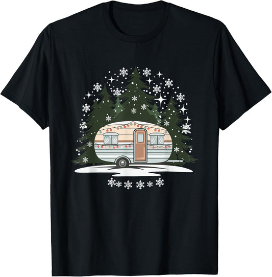 Camping RV Christmas Motorhome T-Shirt - T-Shirt | Black